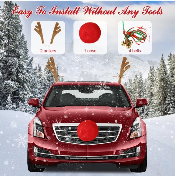 Car Christmas Reindeer Antlers Decorations Vehicle Christmas Car - Picture 2 of 6